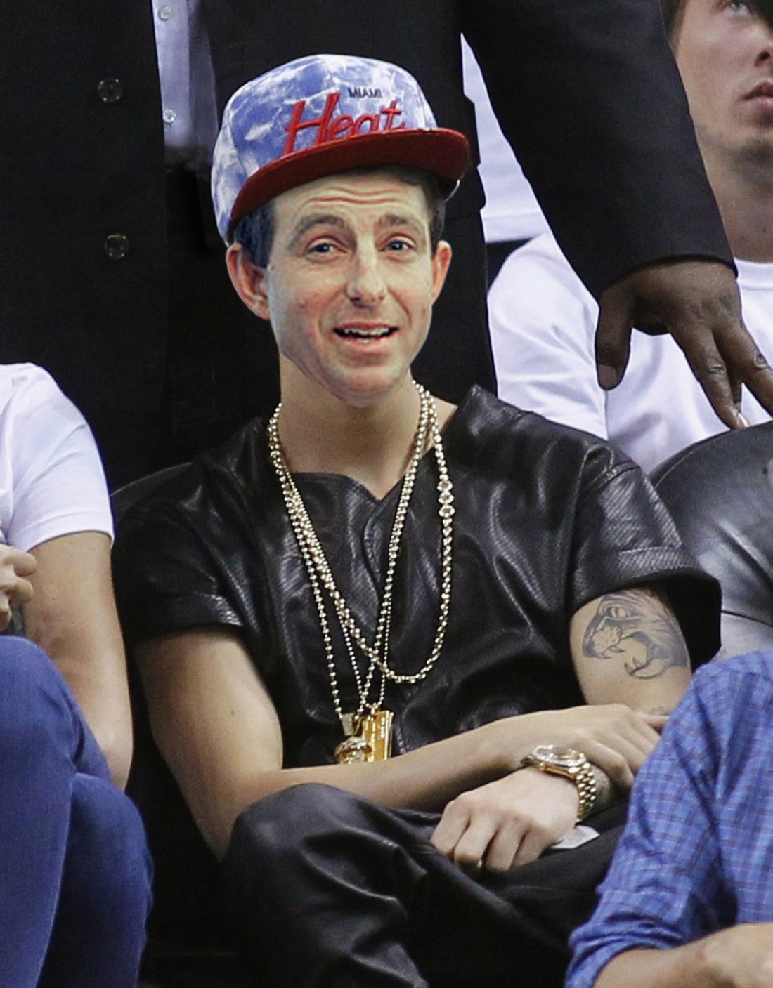 Pop singer Bieber watches the Miami Heat play against the Indiana Pacers in Game 7 of their NBA Eastern Conference final basketball playoff in Miami