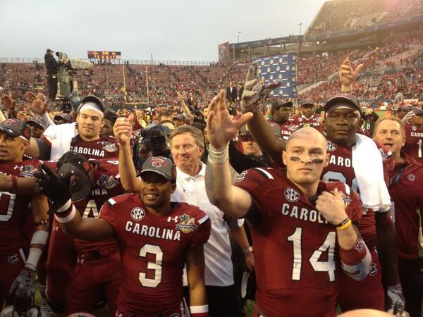 A final toast to 2013, and to number 14. (photo courtesy of gogamecocks.com)